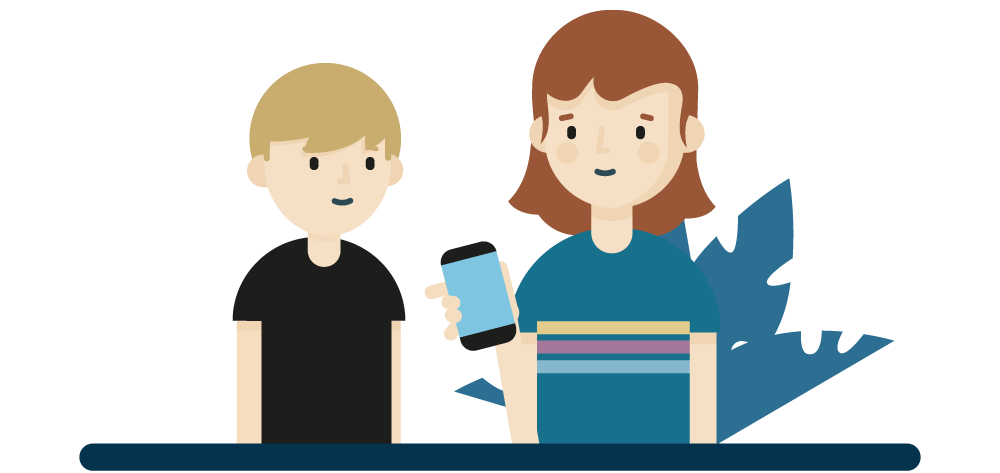 two boys using a smartphone