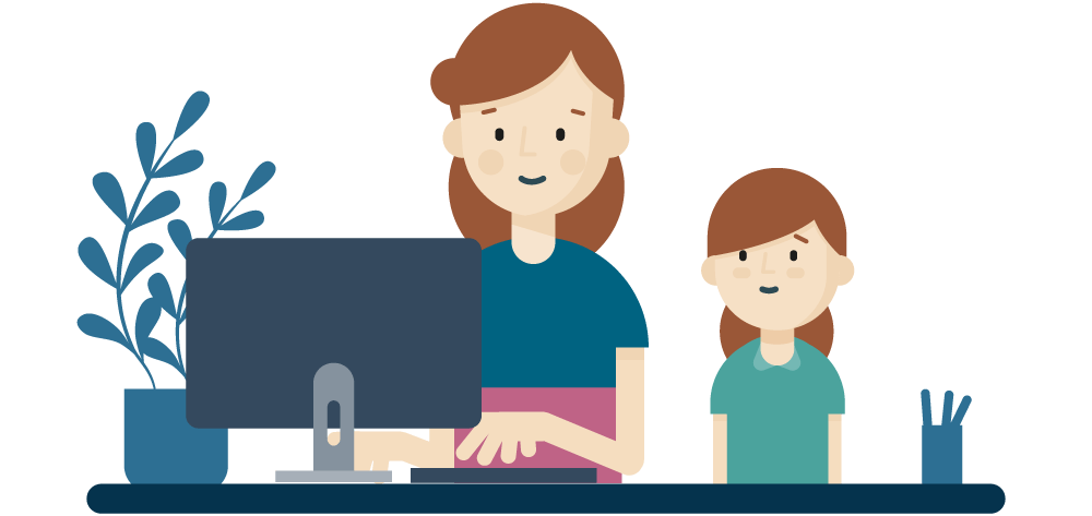 woman and girl using a computer